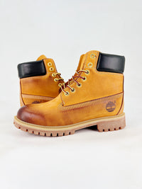 timberland high mustard with burnt top