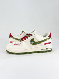 nike airforce1 low supreme green and red