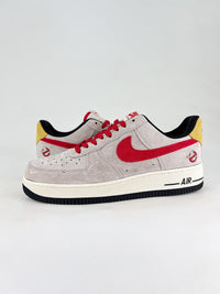 nike airforce1 low red and griege