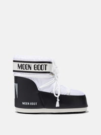 moon boots short black and white