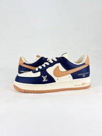 nike airforce1 low navy blue and camel LV