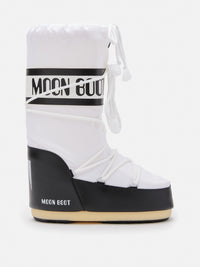 moon boots high white and black