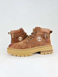 timberland brown mid platform
